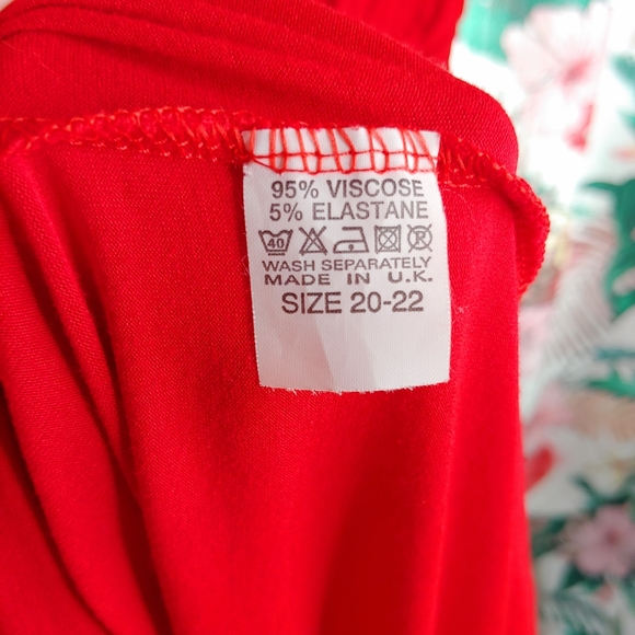 NICE COLLECTION red blouson maxi dress jersey stretch comfy summer resort vacati - Picture 6 of 8